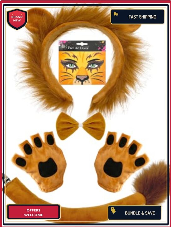 Other - 5 Piece Lion Costume Set for Women Halloween Accessory Kit